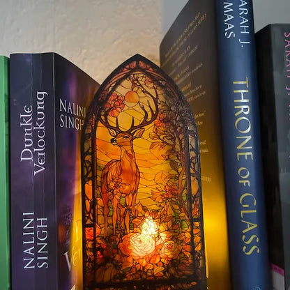 🌟 Fantasy Stained Glass Book Nook – Magical Candle Holder & Book Lover Decor🌟