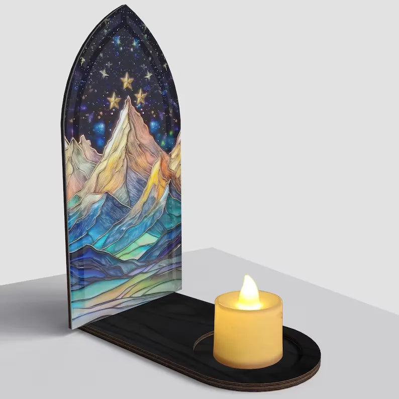 🌟 Fantasy Stained Glass Book Nook – Magical Candle Holder & Book Lover Decor🌟