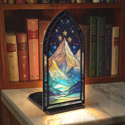 🌟 Fantasy Stained Glass Book Nook – Magical Candle Holder & Book Lover Decor🌟