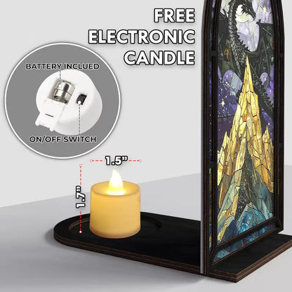 🌟 Fantasy Stained Glass Book Nook – Magical Candle Holder & Book Lover Decor🌟