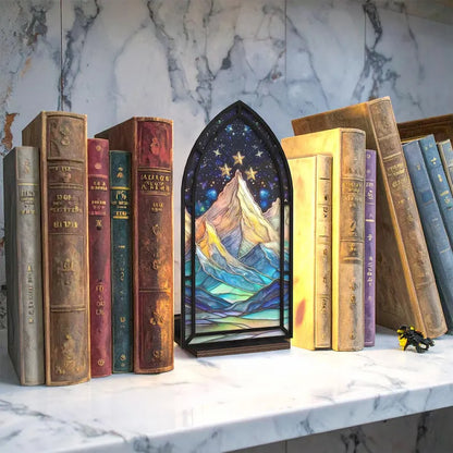 🌟 Fantasy Stained Glass Book Nook – Magical Candle Holder & Book Lover Decor🌟