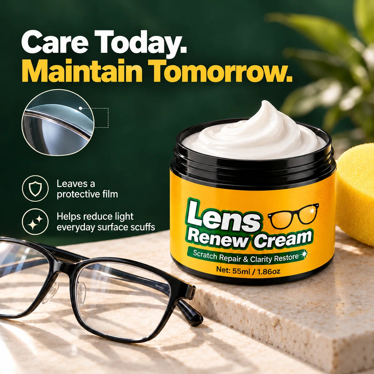 📌Lens Scratch Repair Cream Set with Sponge for Glasses Goggles Face Shields and Helmet Visors