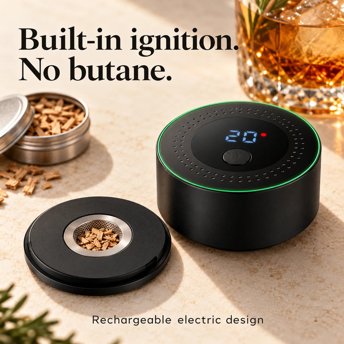 ⭐🥃 Electric Whiskey Smoker Kit — Rechargeable, No Butane⭐