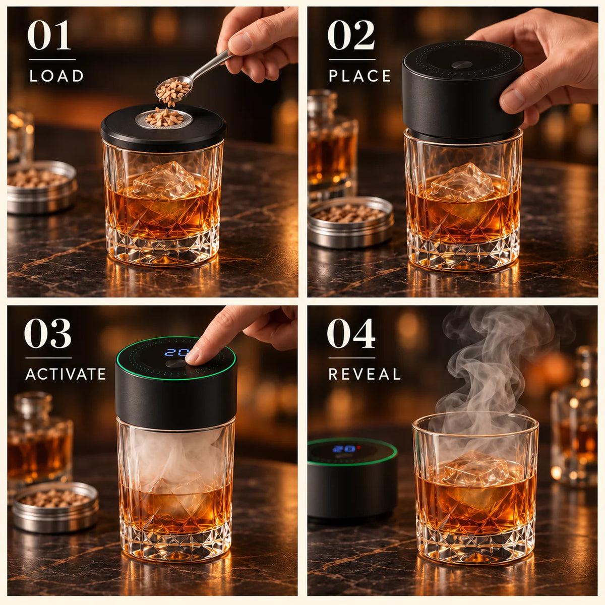 ⭐🥃 Electric Whiskey Smoker Kit — Rechargeable, No Butane⭐