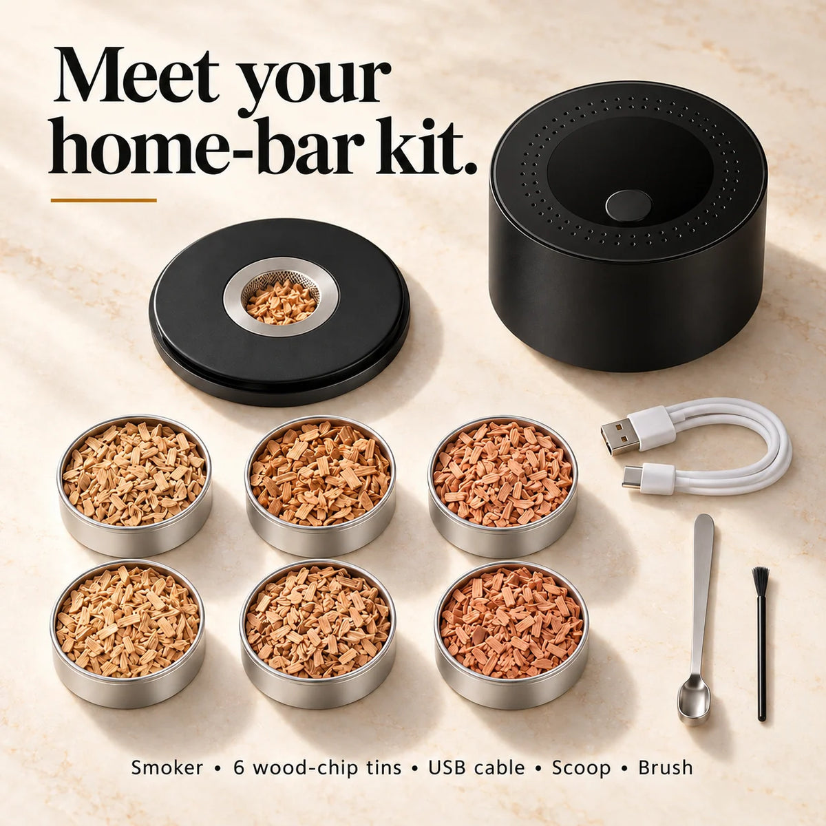 ⭐🥃 Electric Whiskey Smoker Kit — Rechargeable, No Butane⭐
