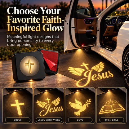 ⭐✝️ Christian LED Car Door Projector Light 🚘🙏 | Golden Cross & Jesus Welcome Glow 💛🌟 | Faith-Inspired Car Interior & Exterior Accessory 🎁🕊️