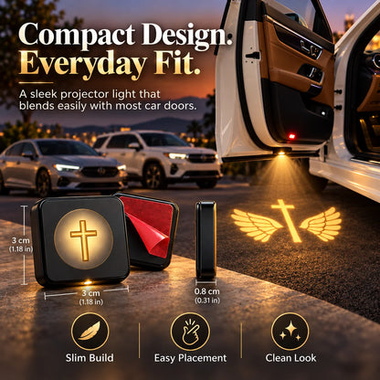 ⭐✝️ Christian LED Car Door Projector Light 🚘🙏 | Golden Cross & Jesus Welcome Glow 💛🌟 | Faith-Inspired Car Interior & Exterior Accessory 🎁🕊️