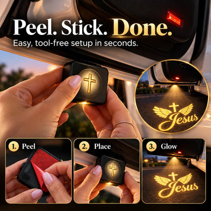 ⭐✝️ Christian LED Car Door Projector Light 🚘🙏 | Golden Cross & Jesus Welcome Glow 💛🌟 | Faith-Inspired Car Interior & Exterior Accessory 🎁🕊️