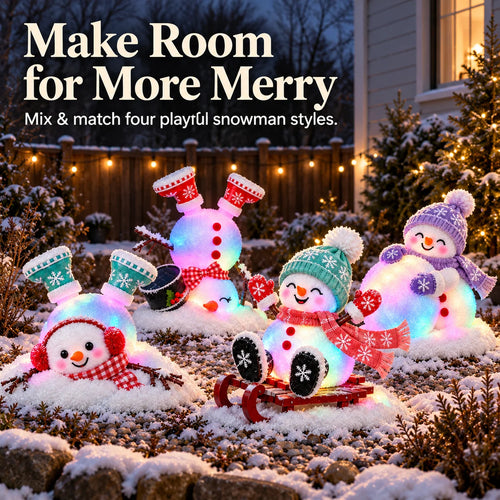 📌☃️ Adorable Light-Up Snowmen | 4 Cute Christmas Garden Style