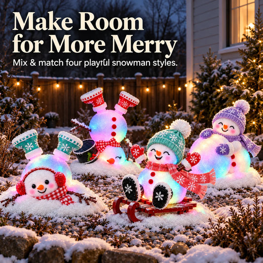📌☃️ Adorable Light-Up Snowmen | 4 Cute Christmas Garden Style
