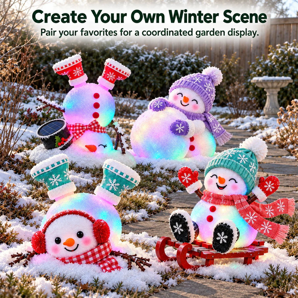 ☃️ Adorable Light-Up Snowmen | 4 Cute Christmas Garden Style🌞