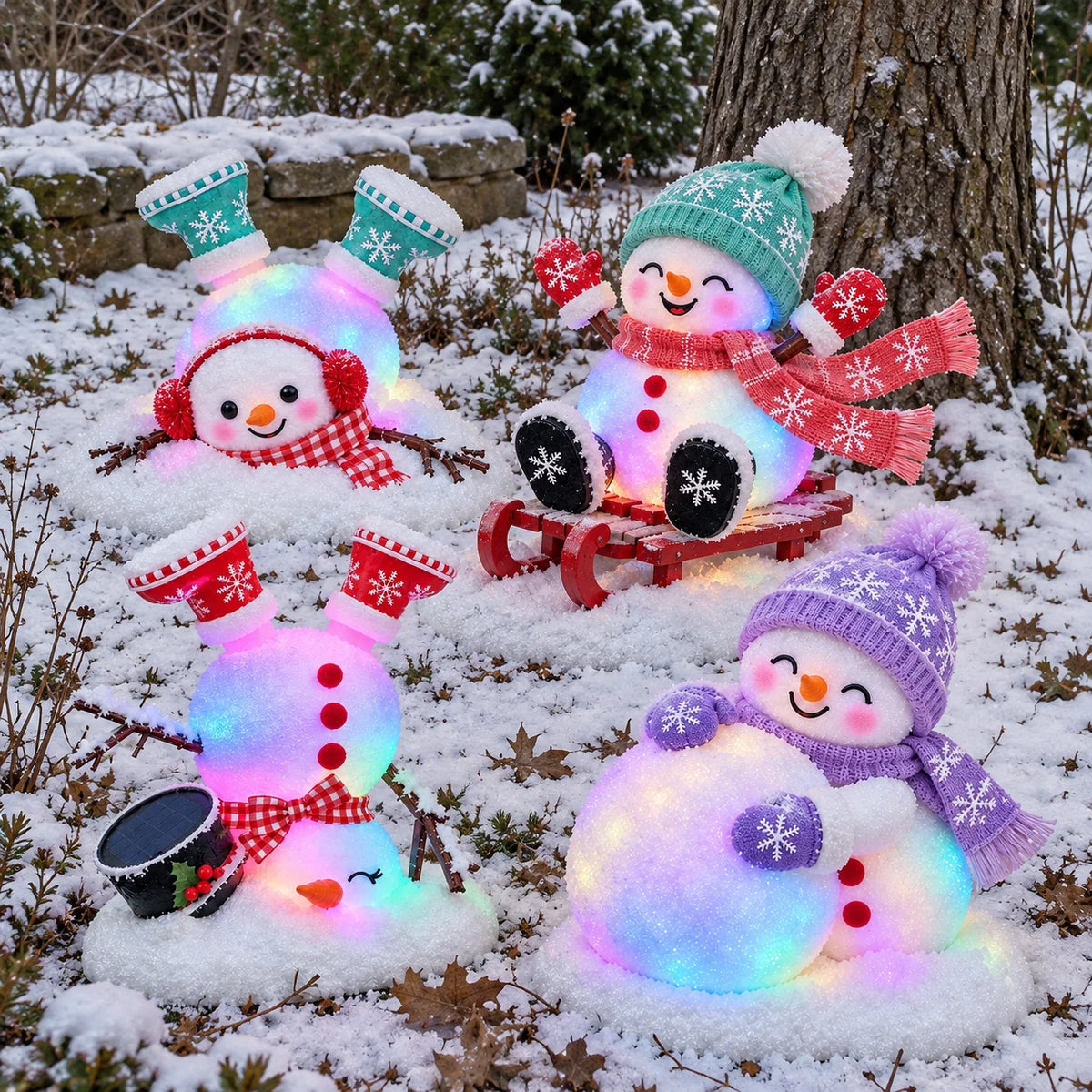 ☃️ Adorable Light-Up Snowmen | 4 Cute Christmas Garden Style🌞