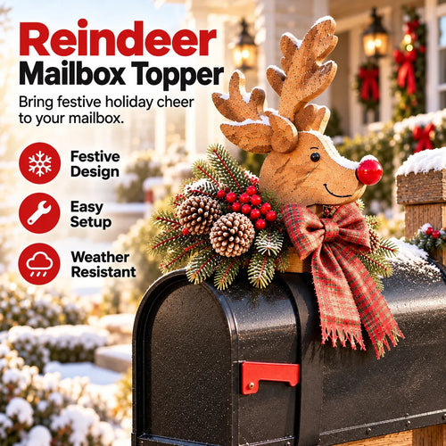 🏷️🦌Vintage Christmas Reindeer Mailbox Topper🎄