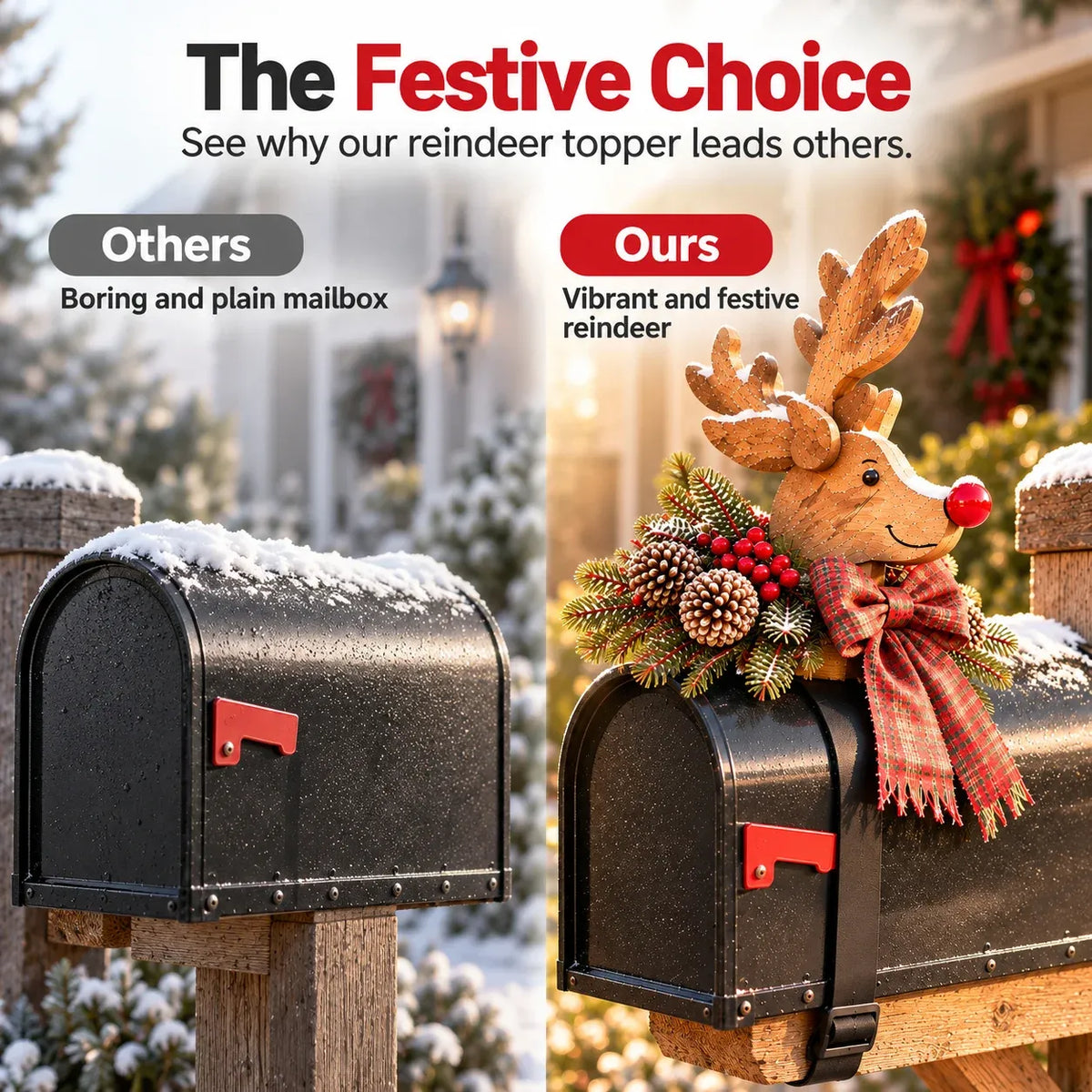 🏷️🦌Vintage Christmas Reindeer Mailbox Topper🎄