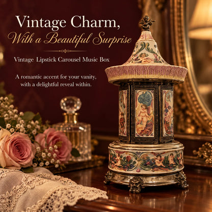 Vintage Lipstick Carousel Music Box