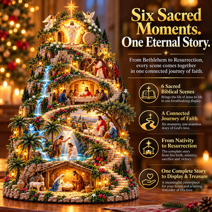 ✝️ The Journey of Faith™ – Lighted 3D Jesus Life Story Mountain with 6 Sacred Biblical Scenes