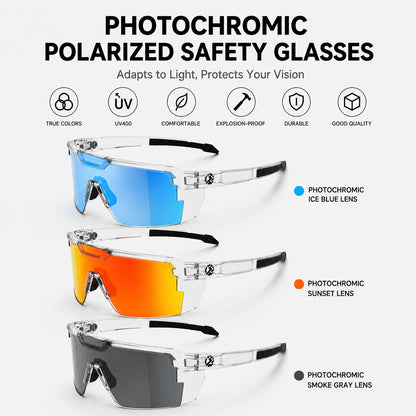 ☀️UV400 Photochromic Polarized Safety Glasses – 🥇Impact Resistant Outdoor Sports & Work Eyewear