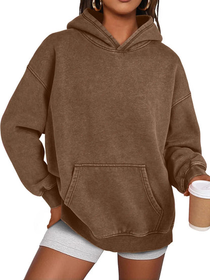 Unisex Casual Oversized Acid Wash Tops Hoodie Pullover