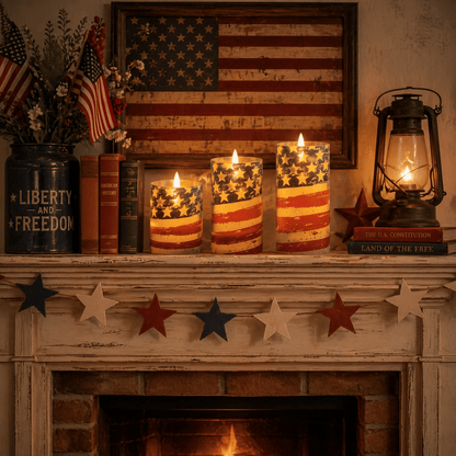3-Piece Set - Patriotic Flameless Candles (With Remote Control)