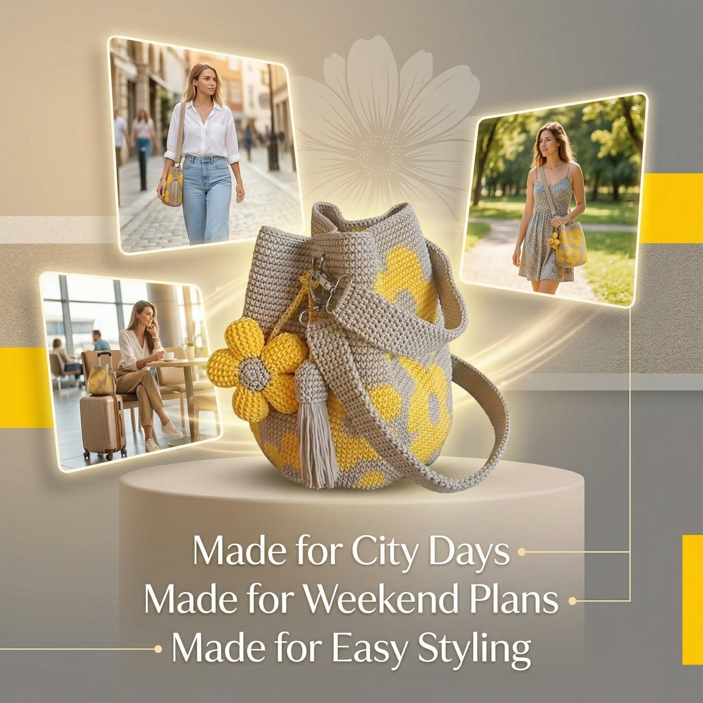 🏆Last Day Promotion 49% OFF🧵Handmade Crochet Flower Tote 🌼✨