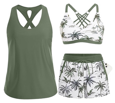 3 Piece Tankini with Shorts