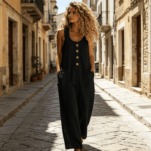 💥New Arrivals & Special Offers-Women's Sleeveless Wide-Leg Jumpsuit with Pockets