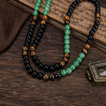 Prosperity Crystal Necklace with Tiger Eye Pendant