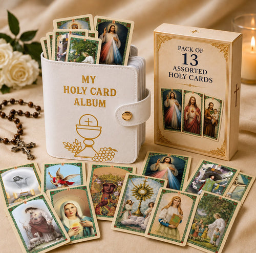 ✝️ Catholic Genuine Leather Holy Card Holder – Pocket Prayer Card Organizer with Snap Closure🙏