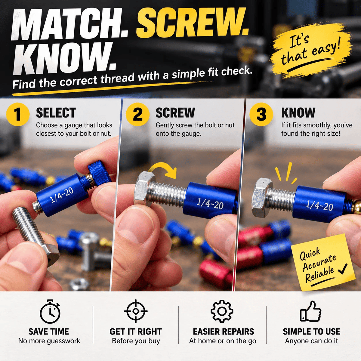 🔩 26-Piece Nut & Bolt Thread Gauge Set