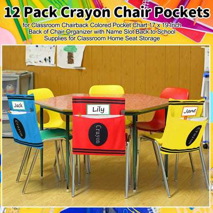 🌈 Classroom Chairback Storage Pockets with Name Slots✏️📚