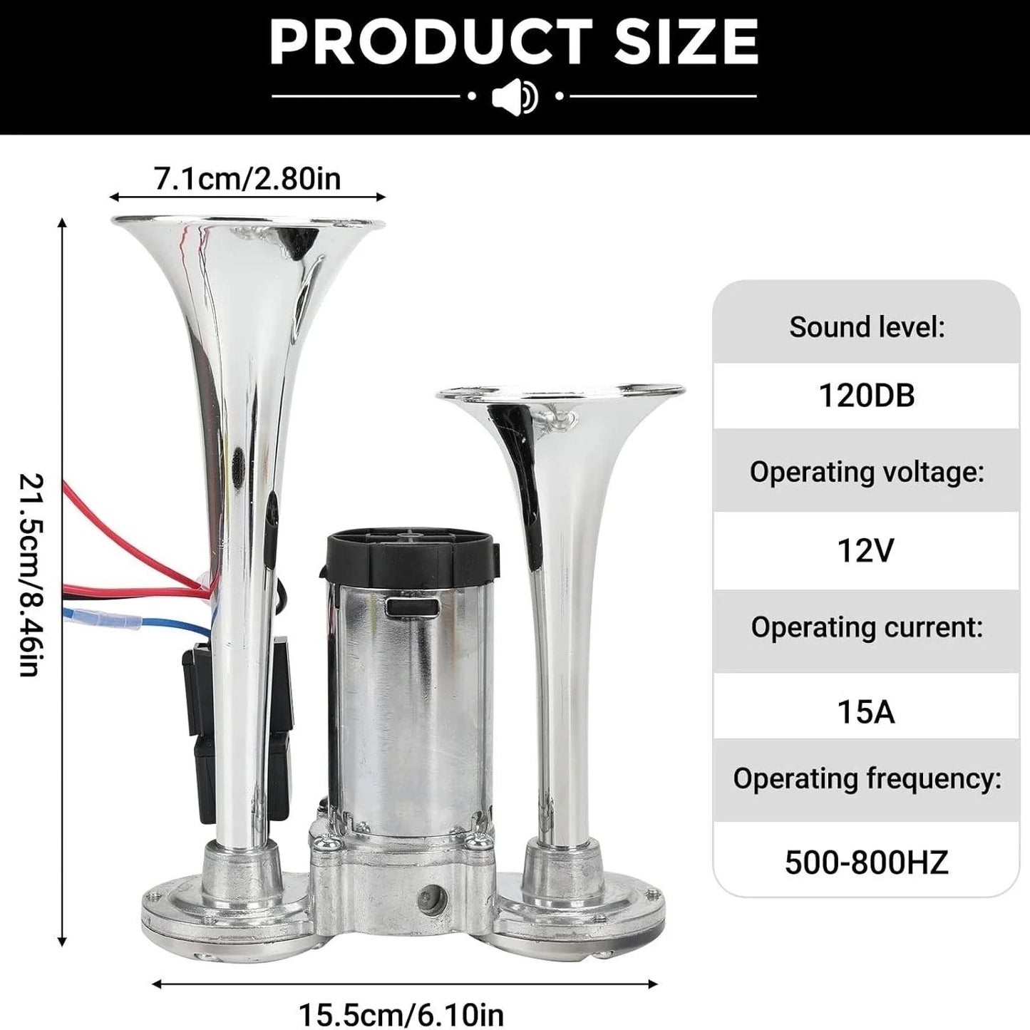 🚗🔧2026 Upgraded 12V Dual Air Horn Kit – 130DB Super Loud Dual Horn with Compressor for Cars, Trucks, SUVs, Boats & More