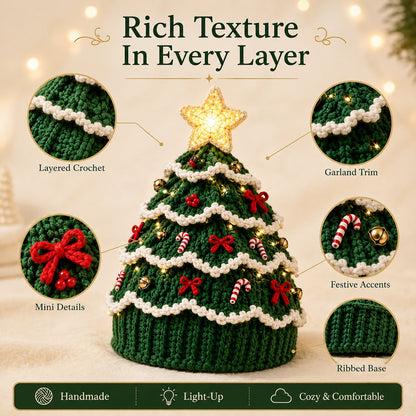 🎄Complete Light-Up Christmas Tree Crochet Hat DIY Kit