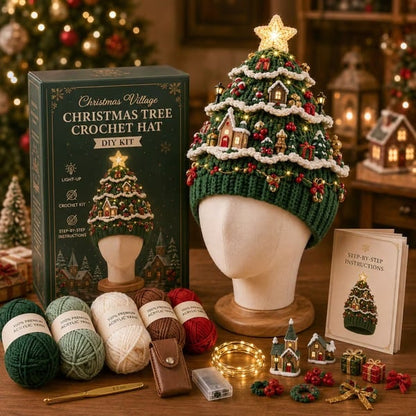 🎄Complete Light-Up Christmas Tree Crochet Hat DIY Kit