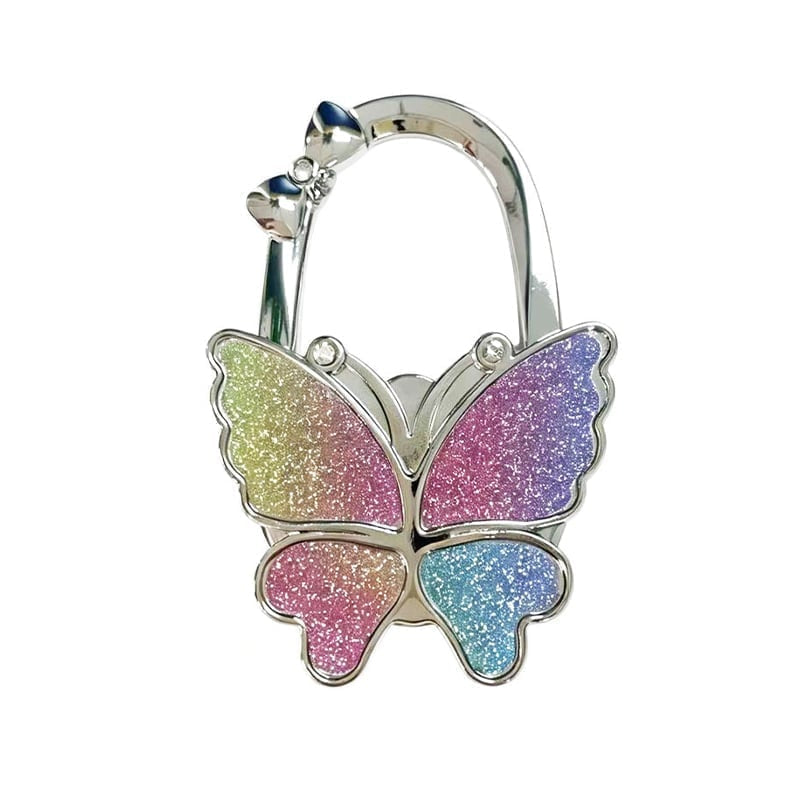 🦋Foldable Purse Hook for Table - Portable Bag Holder,Folding Handbag Hanger Various Heavy Items Desk Hook