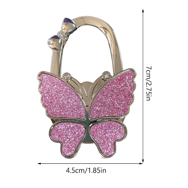 🦋Foldable Purse Hook for Table - Portable Bag Holder,Folding Handbag Hanger Various Heavy Items Desk Hook
