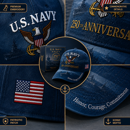 🔥 Father’s Day Sale - ❤️ U.S. Navy 250th Anniversary Commemorative Embroidered Cap 🇺🇸