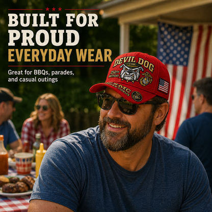 🔥 Father’s Day Sale - ❤️Devil Dog USMC 250th Birthday Commemorative Embroidered Cap（Printed） 🇺🇸