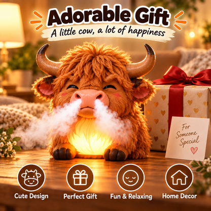 🐮Highland Cow Huff™💡 – Tap-to-Puff Humidifier & Colorful Night Light