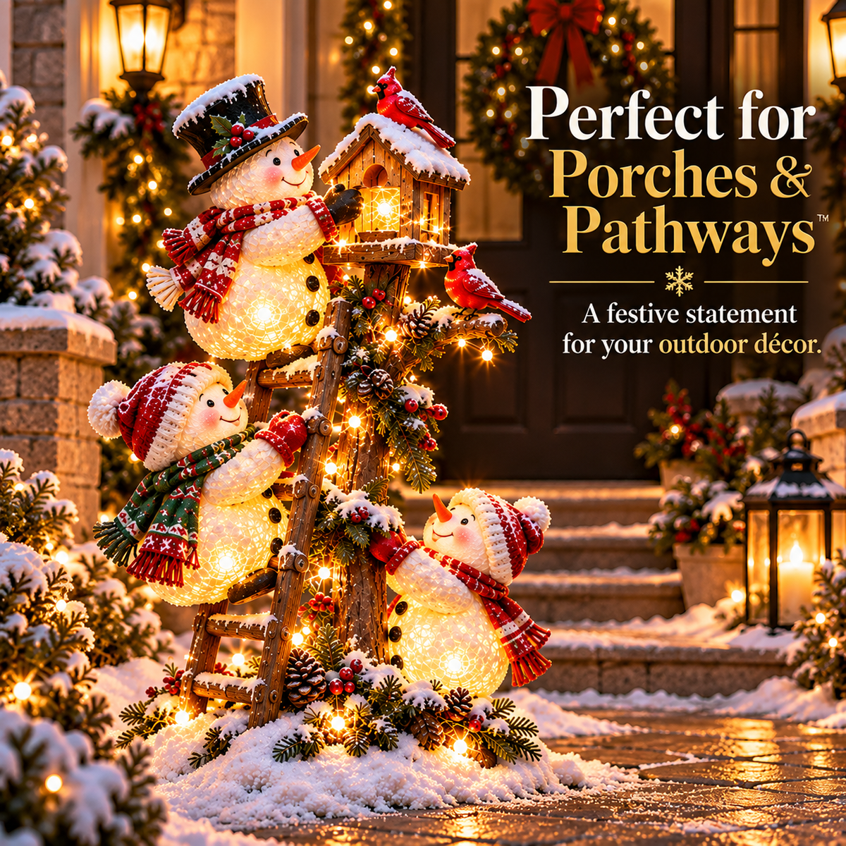 🔥 Last Day 50% Off ☃️ Snowman Birdhouse Ladder Glow™ – Lighted Christmas Porch & Yard Decor