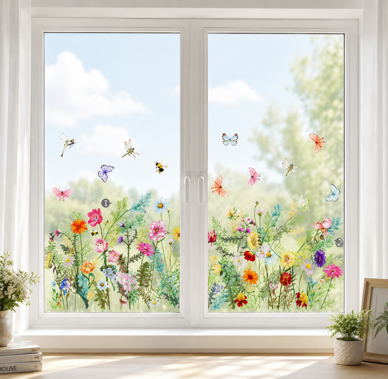 💐Colorful Floral Bouquet Window Sticker🖼️(Cut to size freely)