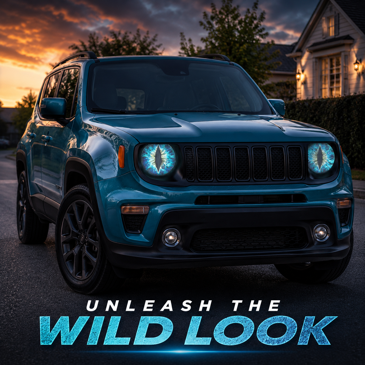 💀 Beast Eyes Mesh Car Headlight Stickers 🚘