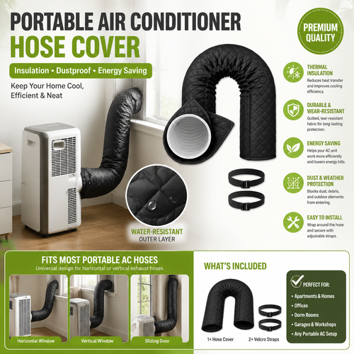 🥳2026 HOT SALE❄️🛡️ AC Pipe Insulation Cover – Zipper closure, reusable. Protects pipes & adds a clean look. Easy to install. A simple home upgrade! 🏠✨