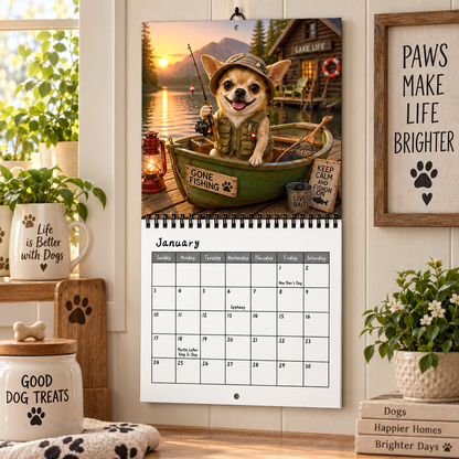 Tiny But Mighty 2027 Wall Calendar – 12-Month Chihuahua Adventures Calendar, Funny Small Dog Scenes Hanging Planner for Chihuahua & Dog Lovers