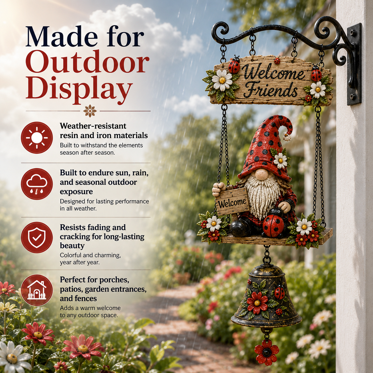 🔥Limited time 49% OFF – Rustic Garden Gnome Bell Outdoor Decor 🐞🌼