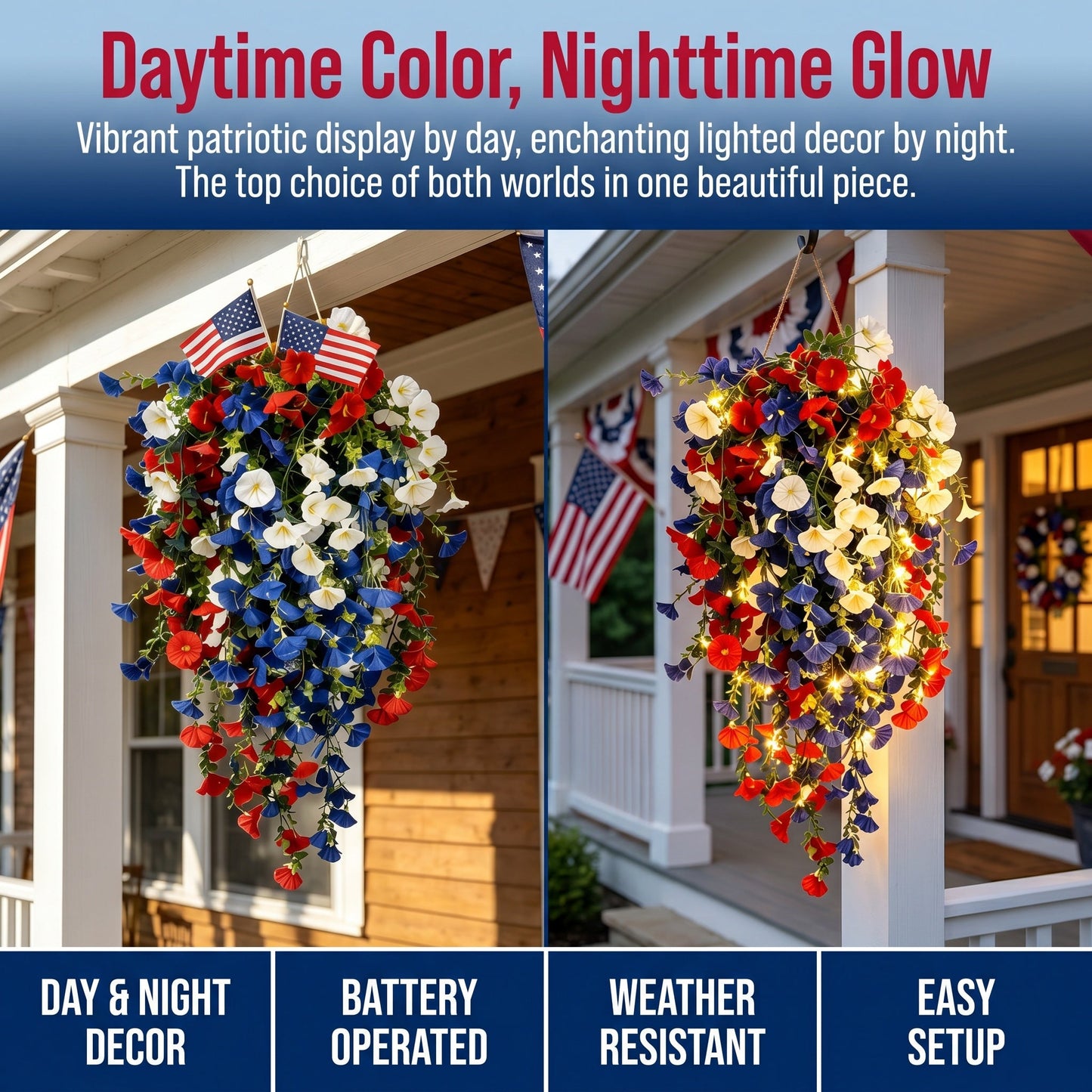 🏆Flash Sale-49% OFF⚡ 50K+ SOLD! Red, White & Blue Artificial Morning Glory Hanging Vines