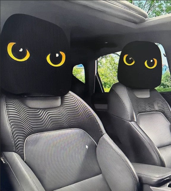 😆 Funny Cartoon Car Headrest Covers – 2PCS 2D Universal Fit 🚗