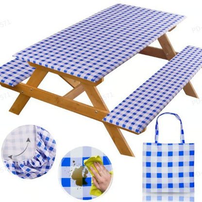 🧺 RNOONY Stretch Picnic Tablecloth Set | Bench Covers + Carry Bag Included 👜