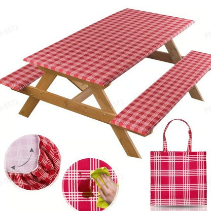🧺 RNOONY Stretch Picnic Tablecloth Set | Bench Covers + Carry Bag Included 👜