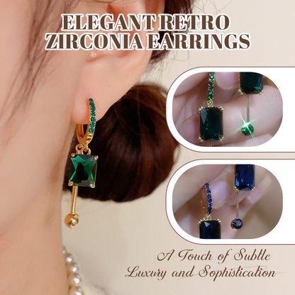 💎 ✨ Vintage Geometric Dangle Stud Earrings, Copper Frame Inlaid Synthetic Crystal Drop Earrings – Geometric, Dangling, Clip-On ✨