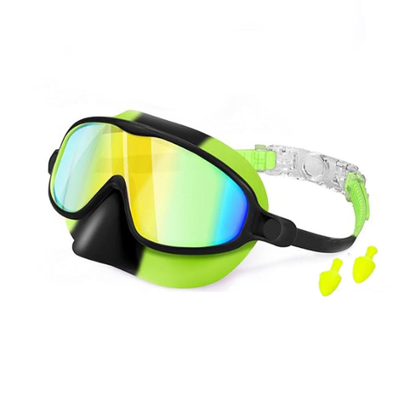🌓HD children's large frame waterproof and anti-fog swimming goggles
